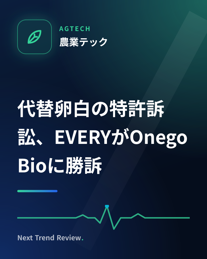 代替卵白の特許訴訟、EVERYがOnego Bioに勝訴